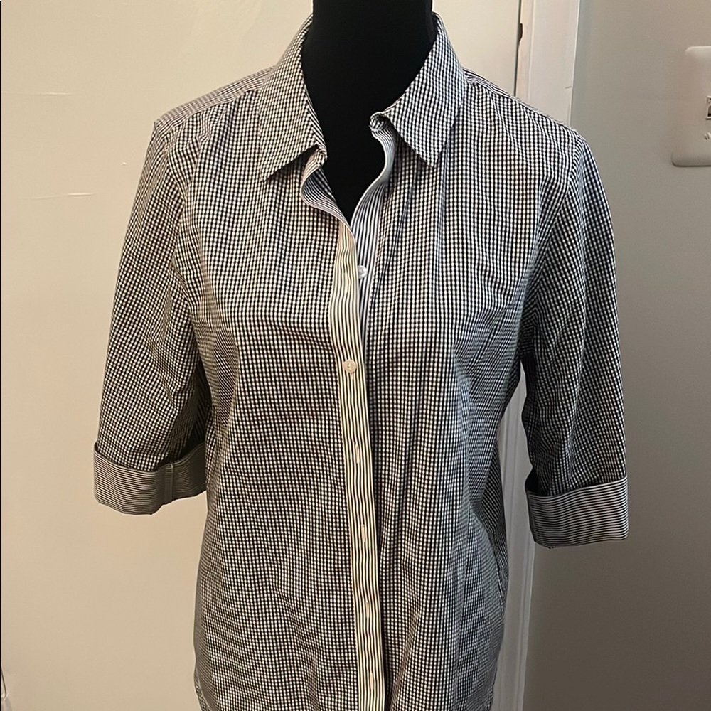 Chicos Black and White Checkered Shirt